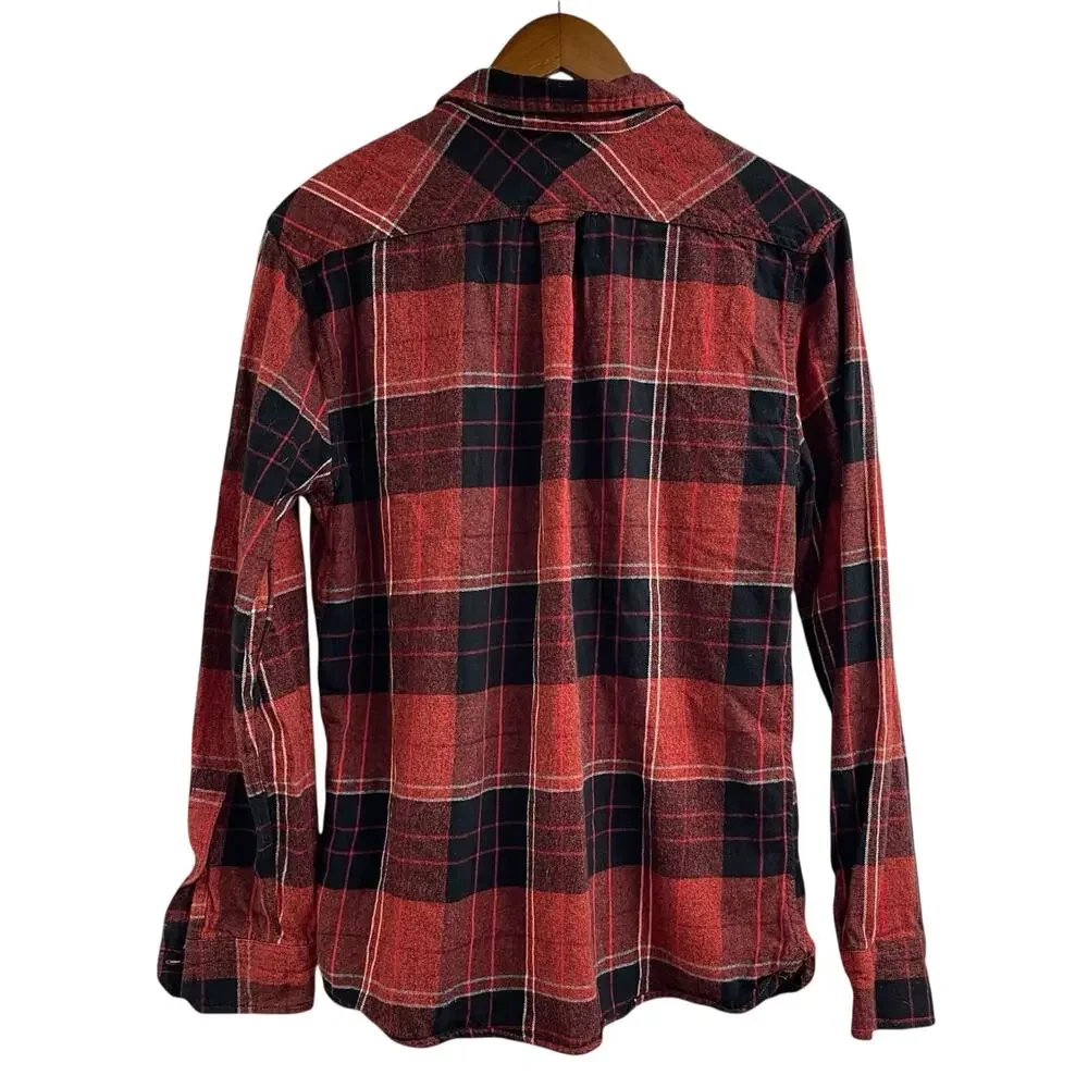 Levis Levi Strauss & Co Plaid Shirt Red & Black Long Sleeve Button Up Mens Large